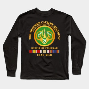 Army - 3rd ACR  w Iraq Svc - Fallujah - V1 Long Sleeve T-Shirt